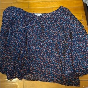 Arizona Jean Company Blue Ruffled 3/4 Sleeve Blouse